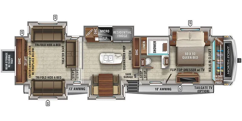 2018 Jayco North Point 387RDFS - Floor plan