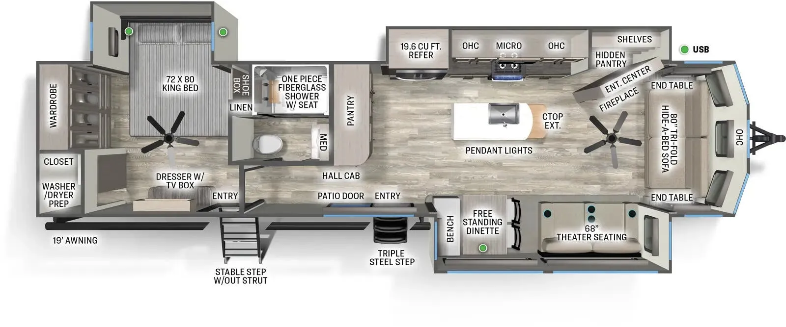 Forest River Sandpiper Destination 401FLX floor plan