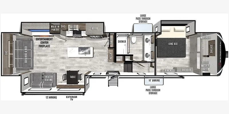 2022 Forest River Cardinal Luxury 360RLX - Floor plan