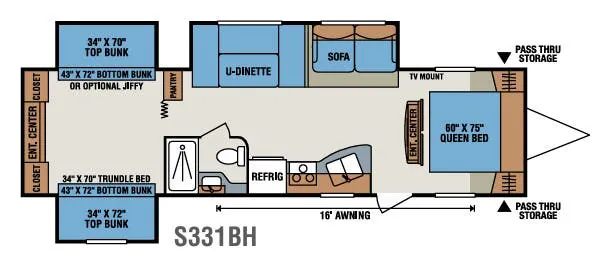 K-Z Sportsmen S331BH floor plan