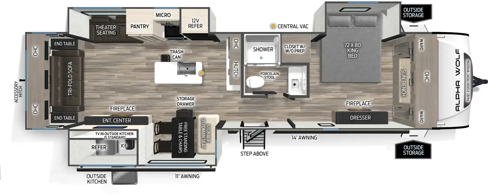 Forest River Alpha Wolf 33RL floor plan