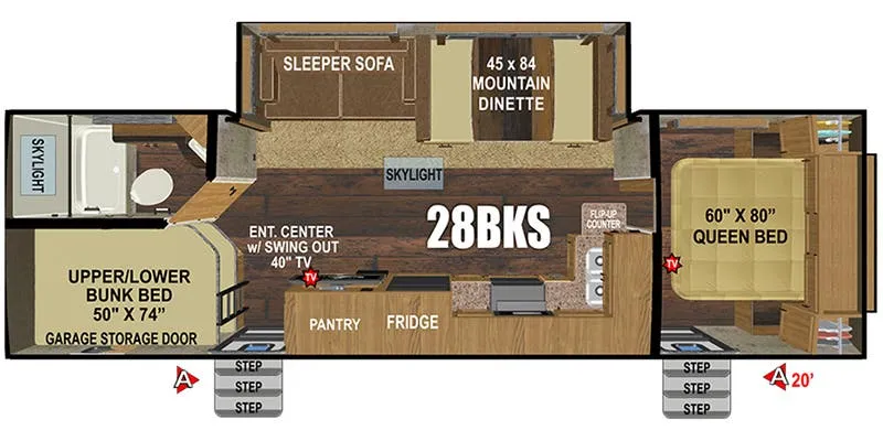 Outdoors RV Titanium Series Timber Ridge 28BKS floor plan