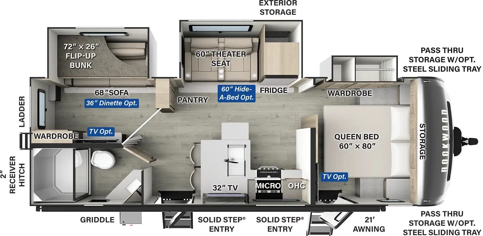 Forest River Rockwood Ultra Lite 2616BH floor plan