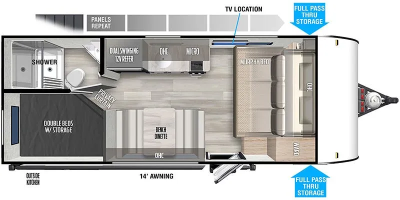2023 Forest River Wildwood FSX 179DBK - Floor plan