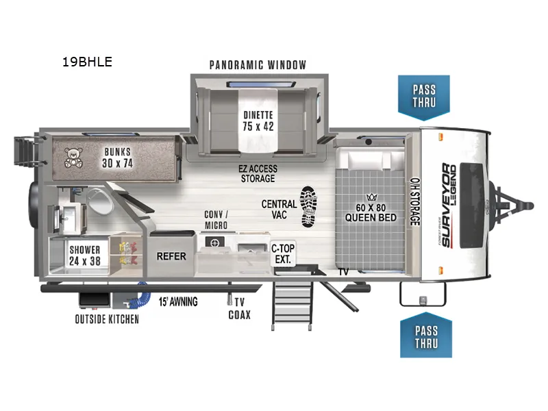 2022 Forest River Surveyor Legend 19BHLE - Floor plan