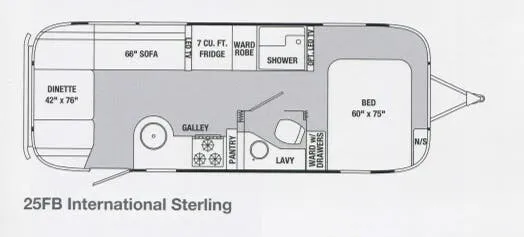 Airstream International Sterling 25FB floor plan
