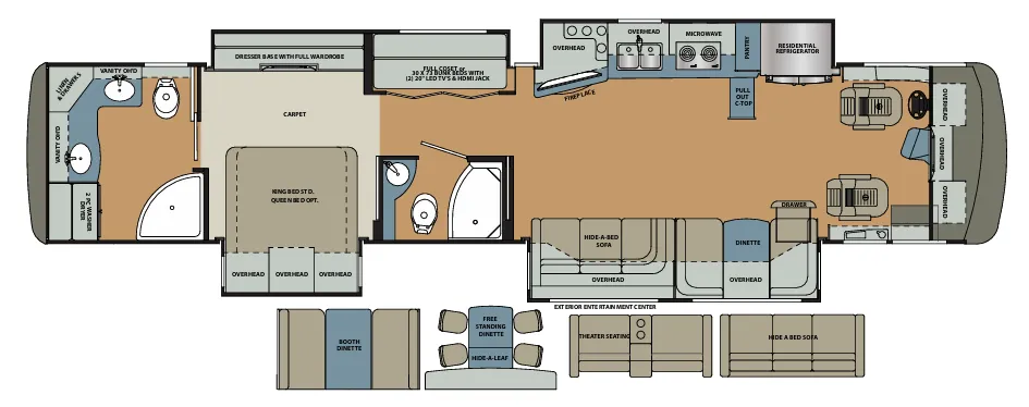 Forest River Berkshire XLT 45A floor plan