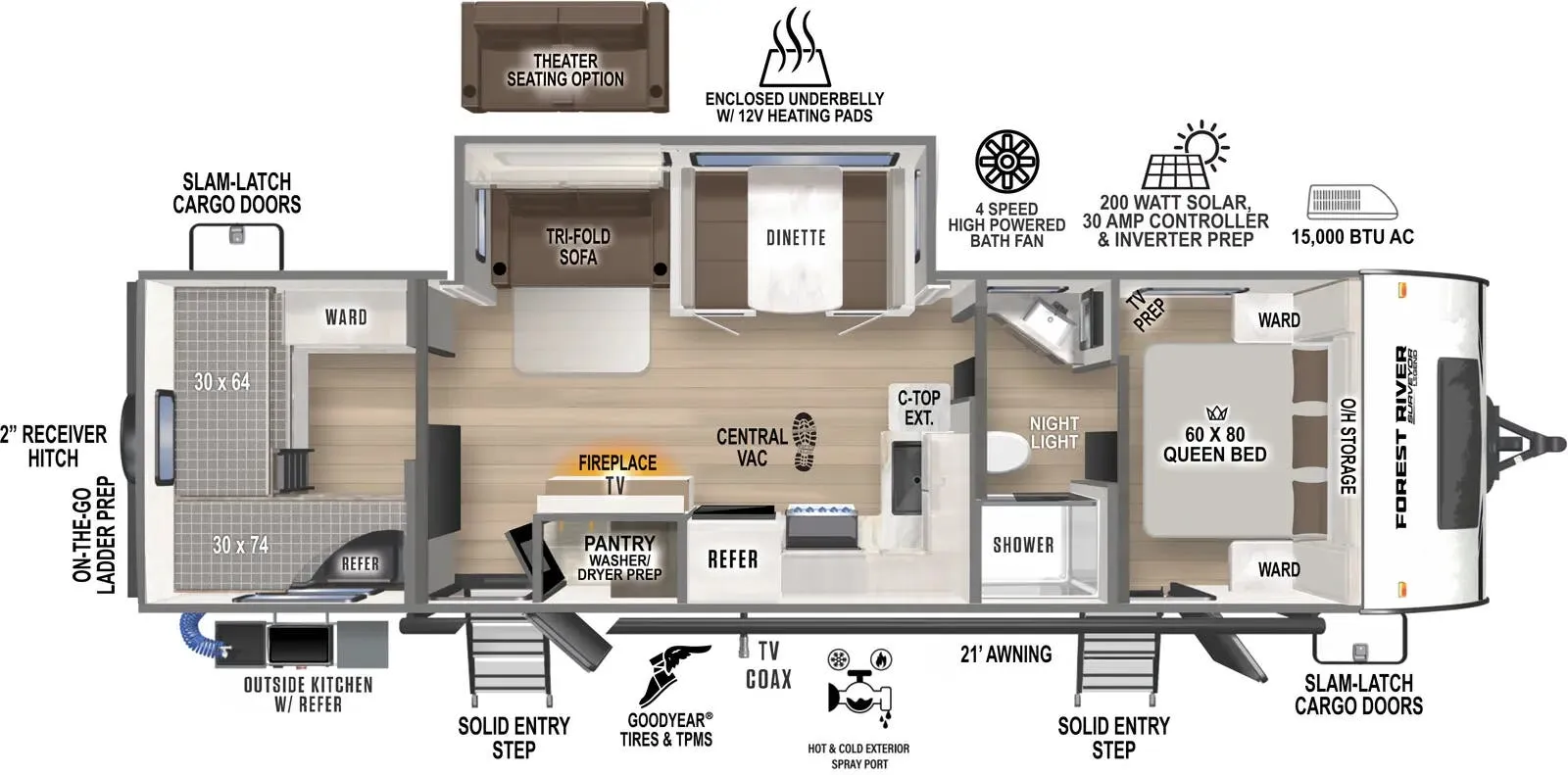 Forest River Surveyor Legend 296QBLE floor plan