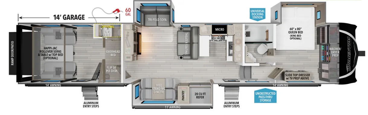 Grand Design Momentum M-Class 414M floor plan
