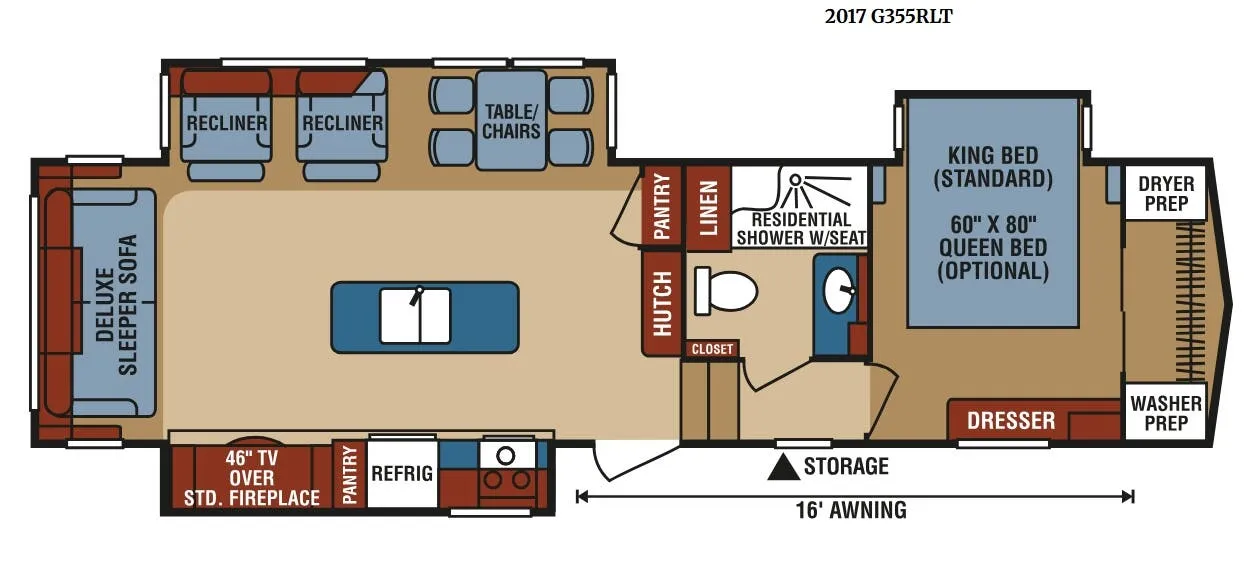 K-Z Durango Gold G355RLT floor plan
