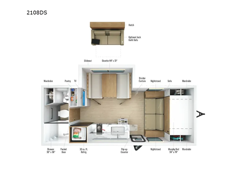 2026 Winnebago Micro Minnie 2108DS - Floor plan