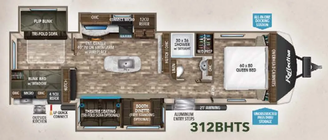 Grand Design Reflection 312BHTS floor plan