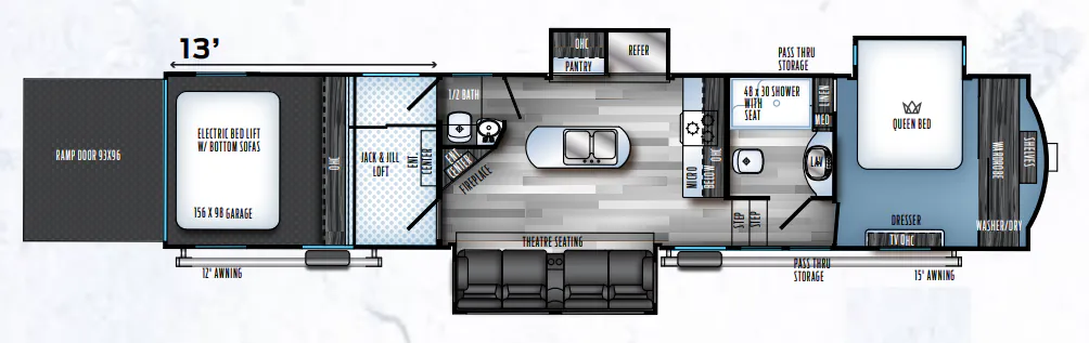 Forest River Vengeance Touring Edition 38L13 floor plan