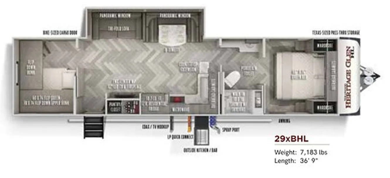 Forest River Wildwood Heritage Glen Hyper-Lyte 29XBHL floor plan