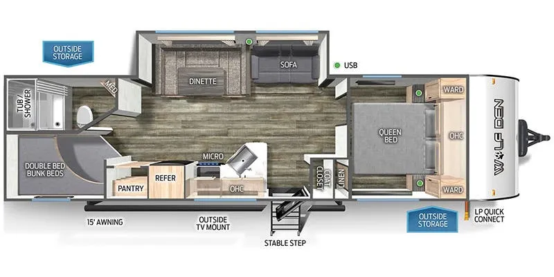 Forest River Cherokee Wolf Den 262DBH floor plan