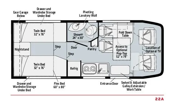 Winnebago EKKO 22A floor plan