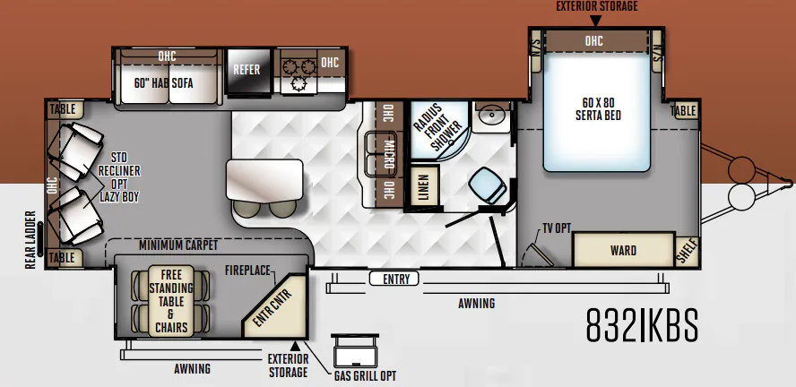 2014 Forest River Flagstaff Classic Super Lite 832IKBS floor plan