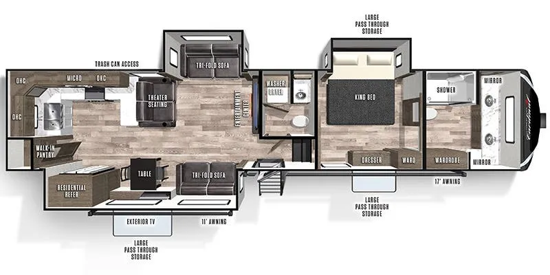 2022 Forest River Cardinal Luxury 390FBX floor plan