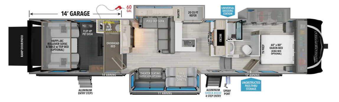 Grand Design Momentum M-Class 395MS floor plan