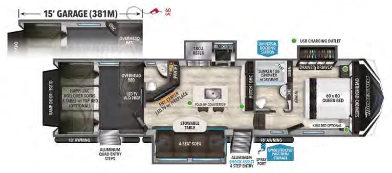 Grand Design Momentum M-Class 381M floor plan
