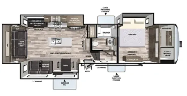 Forest River Cardinal Luxury 335RLX floor plan