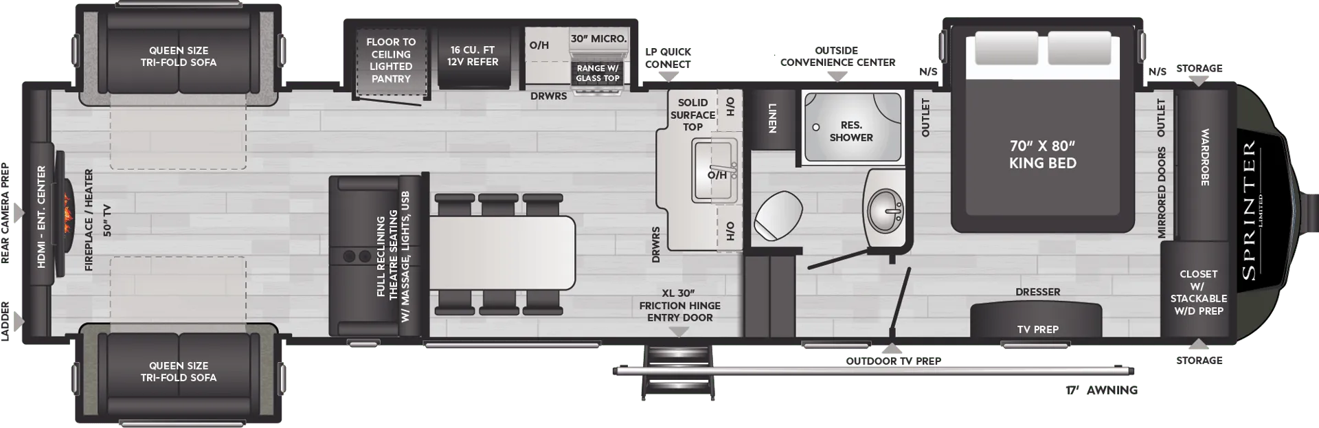 Keystone Sprinter Limited 3530DEN floor plan
