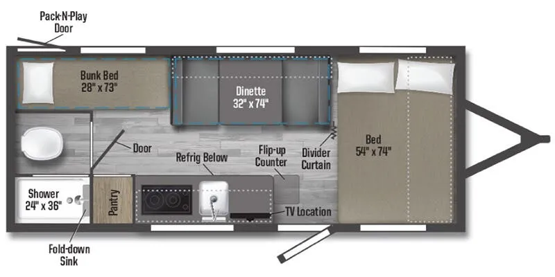 Winnebago Micro Minnie 1700BH floor plan