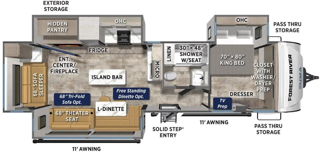 Forest River Puma Tracks 3380RLBT floor plan