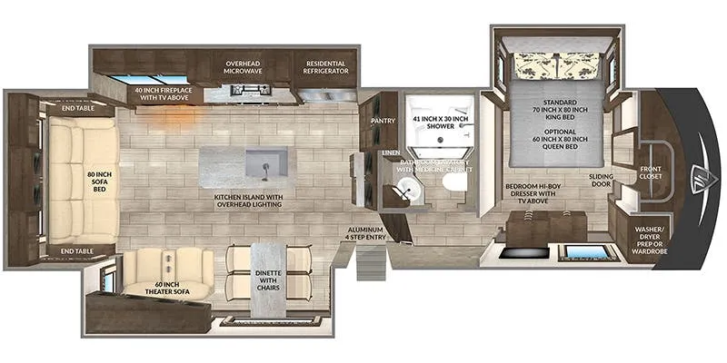 2021 VanLeigh RV Beacon 34RLB - Floor plan