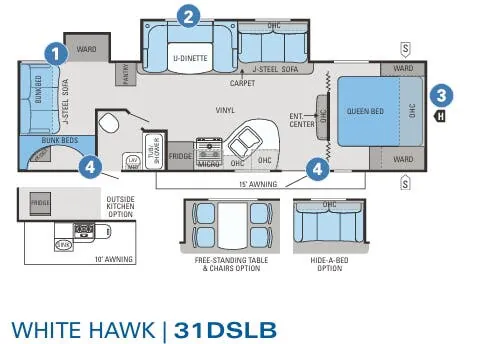 Jayco White Hawk 31DSLB floor plan