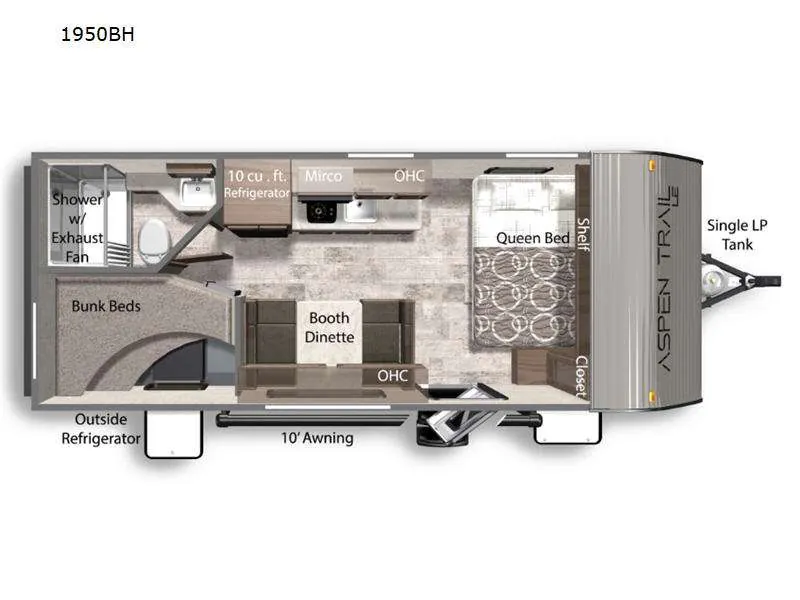 2024 Dutchmen Aspen Trail Mini 1950BH - Floor plan