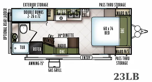2018 Forest River Flagstaff Micro Lite 23LB floor plan