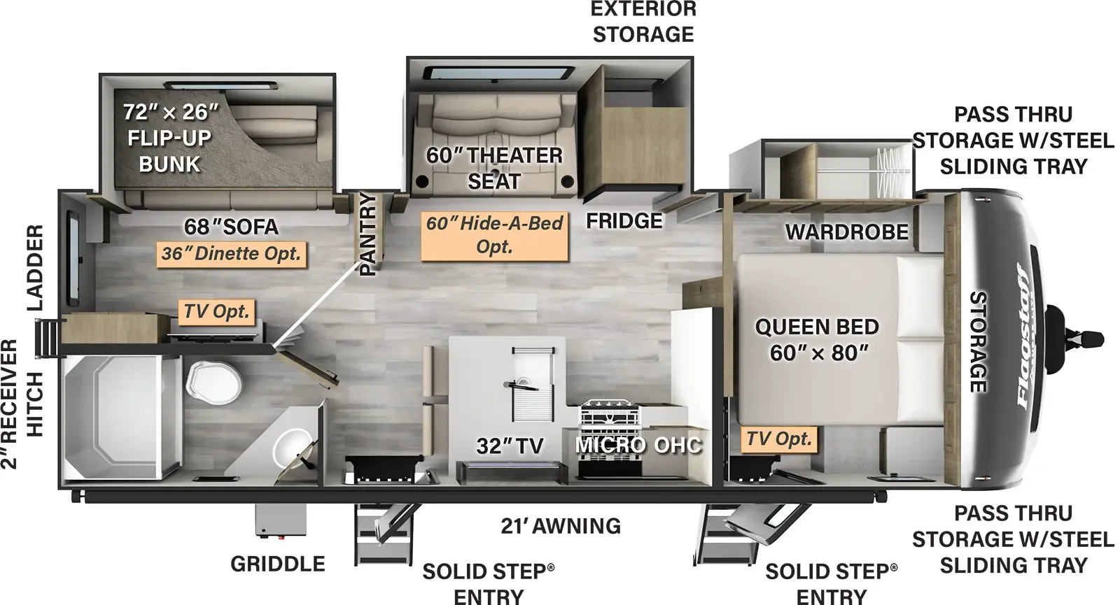 2024 Forest River Flagstaff Super Lite 26BHW - Floor plan