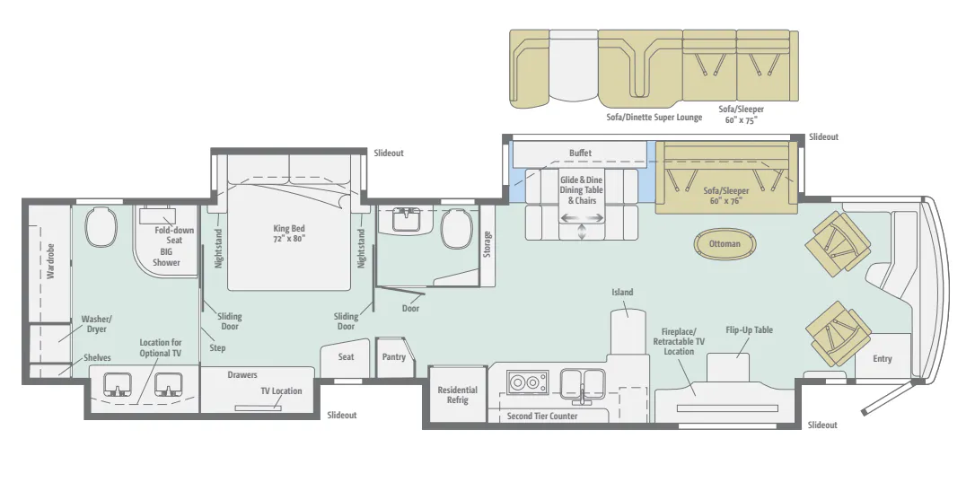 Winnebago Grand Tour 45RL floor plan