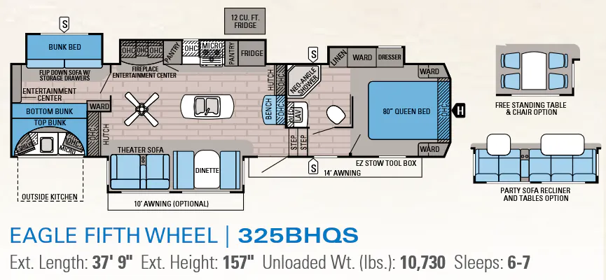 Jayco Eagle 325BHQS floor plan