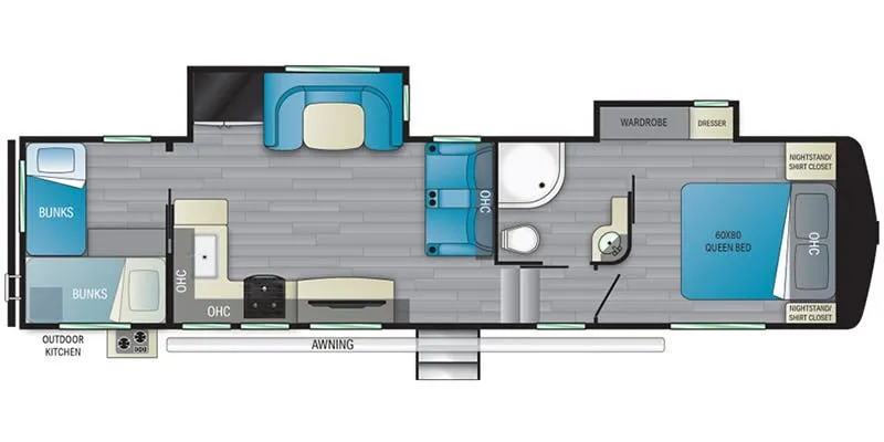 Heartland ElkRidge ER 33 BHS floor plan