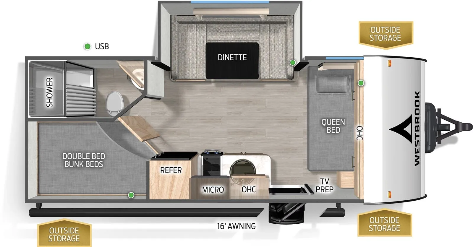 Forest River Westbrook 18BHCC floor plan