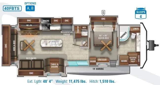 Jayco Jay Flight Bungalow 40FBTS floor plan