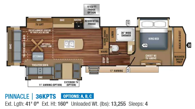 2018 Jayco Pinnacle 36KPTS - Floor plan