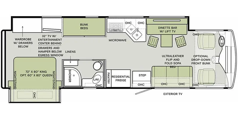 Tiffin Open Road Allegro 32 FA floor plan