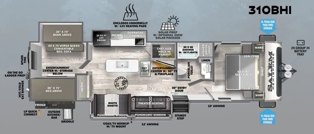 2023 Forest River Salem Hemisphere 310BHI - Floor plan