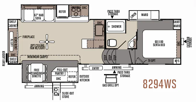 Forest River Rockwood Signature Ultra Lite 8294WS floor plan