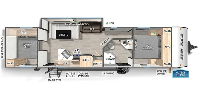 2025 Forest River Cherokee Grey Wolf 29QB - Floor plan
