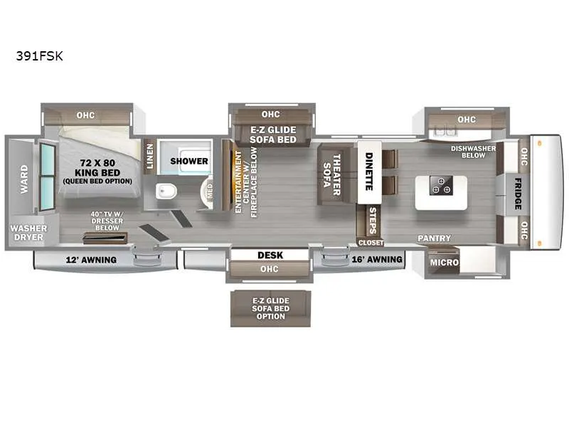 2023 Forest River Riverstone 391FSK floor plan