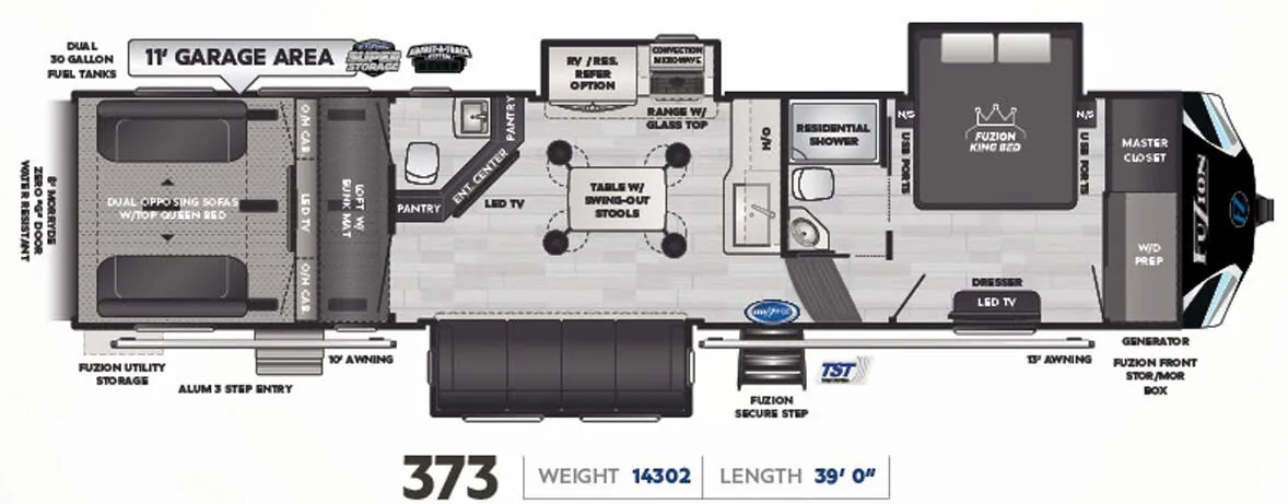 Keystone Fuzion 373 floor plan