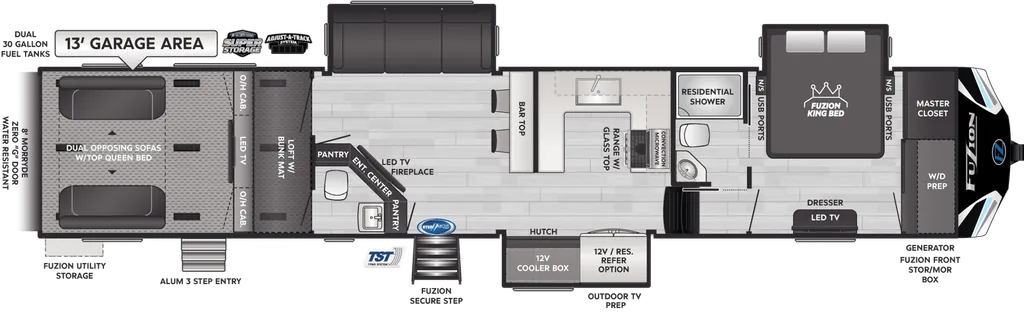 2023 Keystone Fuzion 421 floor plan
