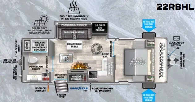 Forest River Wildwood Heritage Glen Hyper-Lyte 22RBHL floor plan