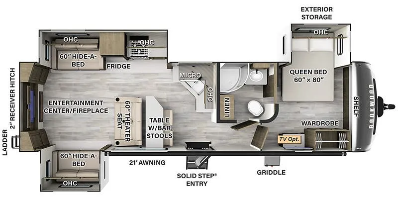 Forest River Rockwood Ultra Lite 2908RL floor plan