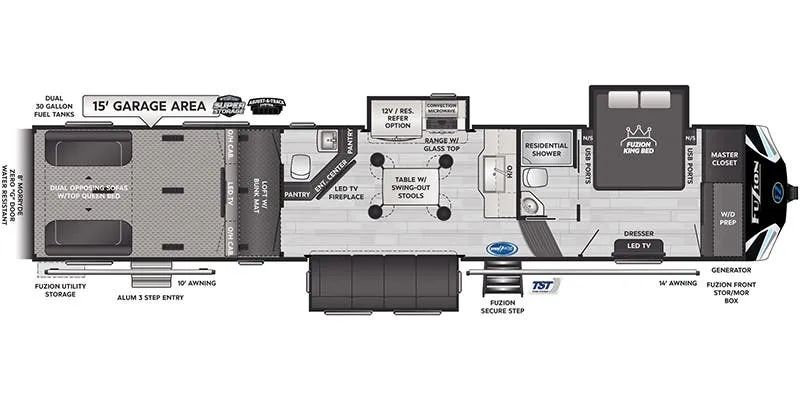 2026 Keystone Fuzion 419 floor plan