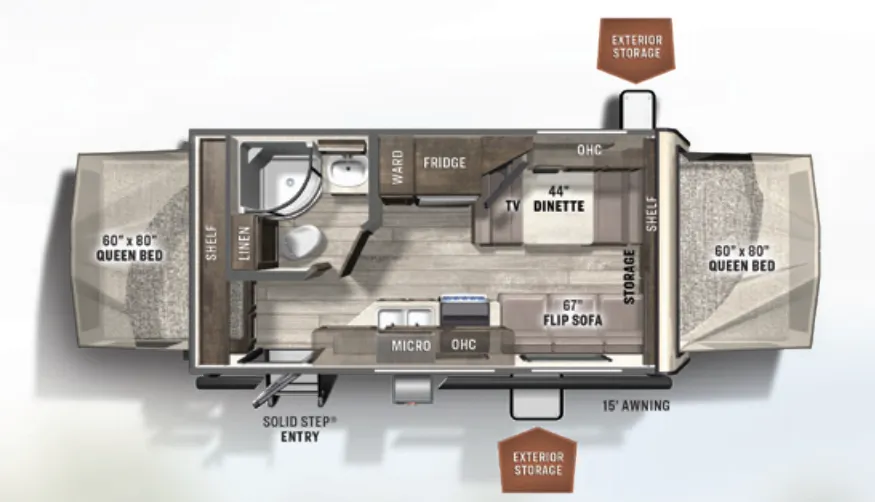 Forest River Rockwood Roo 19 floor plan